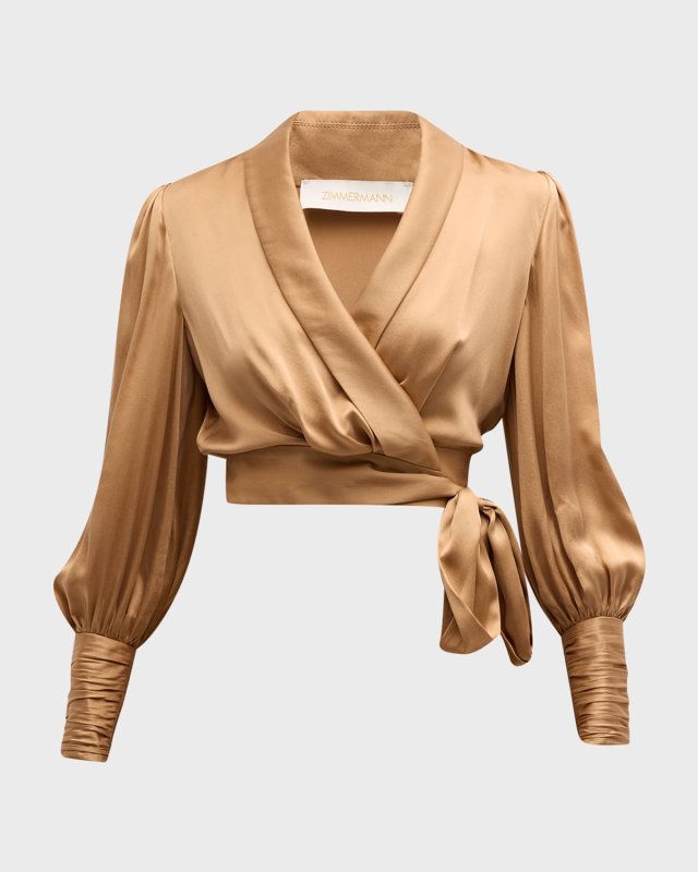 Silk Long-Sleeve Wrap Top